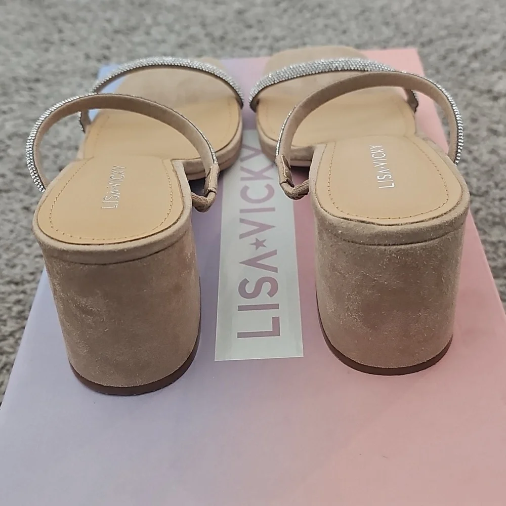 Lisa Vicky Mood Pave' Nude and Silver Heels NIB Size 7.5